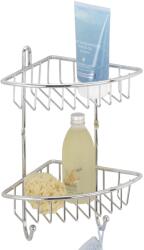 WENKO Milano fürdőszobai sarokpolc 2 akasztó és 2 polc króm fényes (16820100)