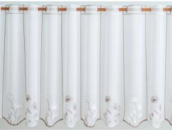  Vitrázsfüggöny V / 2935 / 90 barna-ecrü virágos 90 cm magas méteráru