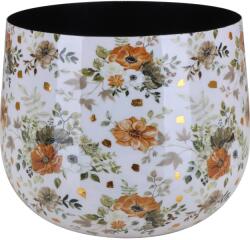 Kaspó Flora virágmintás 21 cm átmérő x 17 cm fehér-arany
