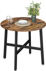 VASAGLE ALINRU Kerek Étkezőasztal Ipari Stílusú Rusztikus Barna-Fekete (EUZ-KDT080B01V1)
