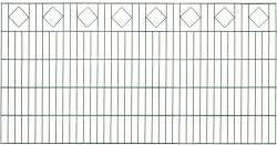 Kétrudas hálós dekor-kerítéspanel csúcsára állított négyszög sor zöld (042338)