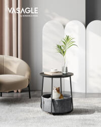 VASAGLE Modern Kerek Éjjeliszekrény Tárolókosárral Fekete-Szürke (EUZ-LET223B01) - platinashop
