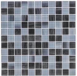  Üvegmozaik fekete-szürke fényes 30 x 30 cm (53209)