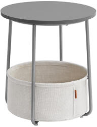 VASAGLE Modern Kerek Kisasztal Tárolókosárral Cement Szürke-Fehér (EUZ-LET223G49)