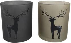 Boltze szarvasos mécsestartó kicsi 2-féle változatban 7 cm x 8, 3 cm több színben
