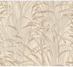  Fátyoltapéta fűmotívum fényes enyhén strukturált fémes bézs FSC