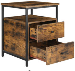 VASAGLE Ipari Stílusú Éjjeliszekrény Rusztikus Barna-Fekete (EUZ-LET067B01) - platinashop