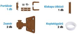  Kiskapu tartozék szett, horganyzott barna színű 0, 27 x 0, 10 x 0, 08 m