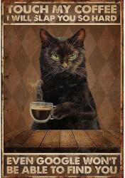 Retro-Gift nagy táblakép - Cat and Coffee 27 cm x 39 cm