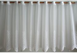  Vitrázs függöny 5857 fehér levélmintás 45 cm magas méteráru (79542)