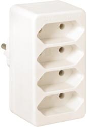  A fehér műanyagból készült, négyszeres Euro csatlakozó adapter négy dugós csatla
