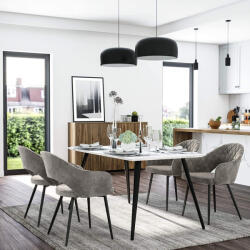 SONGMICS Modern Bársony Étkezőszék Karfás Fémvázas Szürke (EUZ-LDC82GY) - platinashop