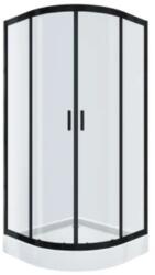 Cersanit Brasco ívestolóajtós zuhanykabin zuhanytálcával 90 fekete