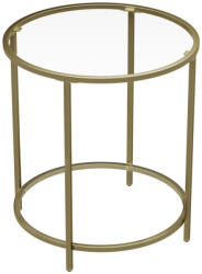 VASAGLE Kerek Üveg Kisasztal Arany Fémvázzal (EUZ-LGT20G)