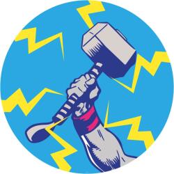 Komar nemszőtt fotótap. Dot Avengers Thor's Hammer Pop Art öntap. átmérő 125 cm