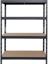  Fémpolcállvány fekete 4 polcos 180 cm x 120 cm x 45 cm 250 kg terhelhetőség (TR18S402KHGDD8TOB0)