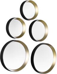  MM Lia fali tükör kerek ötös szett 2 cm x 25 cm és 3 cm x 23 cm arany-fekete