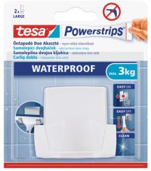 tesa Powerstrips nyom nélkül eltávolítható vízálló akasztó fehér 1db 2 ragasztó (59704-00005-00)