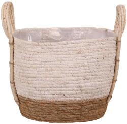  Füles kosár tengerifűből 24 cm x 20 cm fehér-natúr (94-19216-C)