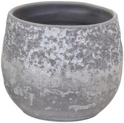  A. H. G. Rustic kerámia kaspó mázas kerek hasas 19 cm x 17 cm szürke