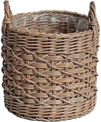  A. H. G. polirattan virágkosár hengeres 2 fogantyú 30 cm átmérő x 30 cm