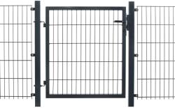  Egyszárnyú fémkapu kétrudas hálós kerítéspanelhez antracit keret 120 cm x 100 cm (043450)