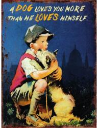 Retro-Gift kis táblakép Dog Loves you more 17 cm x 12, 5 cm