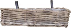  Természetes rattan virágláda tartóval szürk műany béléssel 58 cm x 20 cm x 15 cm