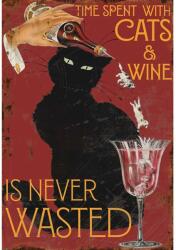 Retro-Gift nagy táblakép - Cats and Wine 2 27 cm x 39 cm