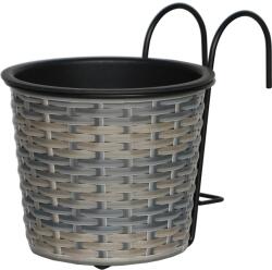  Polirattan balkonra rakható virágcserép antracit-bézs 19 cm x 19 cm x 22 cm
