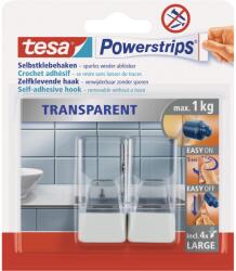 tesa Powerstrips nagy szögletes nyom nélküli akasztó átlászó-fehér 2 db (58811-00000-00)