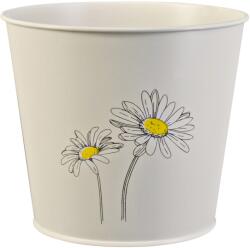 Cink vödör gyógynöv. cserép lakk. virágminta krémszín 16 x 18, 5 cm