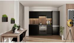 Black & White Style Eco konyhabútor selyemfényű fekete 180 cm