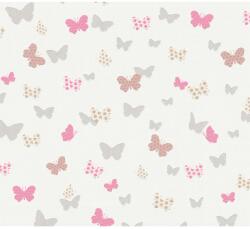 Fátyoltapéta Attractive pillangók matt enyhén strukturált fehér szürke FSC (44641)