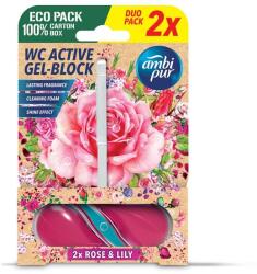 Ambi Pur WC Active gél-blokk rózsa és liliom 2x45g