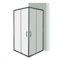 Leziter Cabină de duș pătrată Spirit Clear 80x80x180 cm, fără cădiță de duș, neagră (SC80AB)