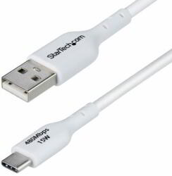 StarTech - 2 m-es USB-A - USB-C töltőkábel, töltés és szinkronizálás, 3A, USB 2.0, TPE köpeny, fehér - USB2AC2MNCWHE (USB2AC2MNCWHE)