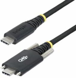 StarTech - 2 m-es USB-C töltőkábel, oldalsó csavaros zár, 240 W (5 A) PD EPR, kétrétegű szilikon/fonott köpeny - S2CEPR2M-USBSL-CABLE (S2CEPR2M-USBSL-CABLE)