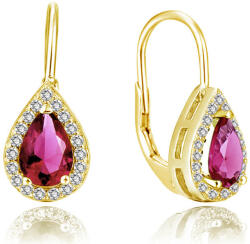 Beneto Aranyozott fülbevalók rózsaszín cirkónium kövekkel AGUC2230-GOLD