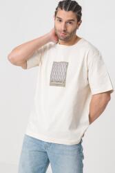 JACK & JONES Jack & Jones, Bő fazonú mintás póló, Csontszín, Szürke, XL (12273019-ANTIQUE-WHITE-XL)