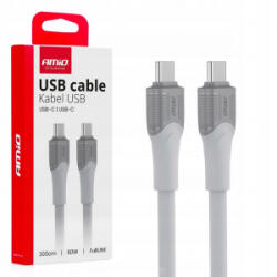 AMiO , Adatkábel Usb C - Usb C, Fehér 2m 60W (0504292) (0504292)