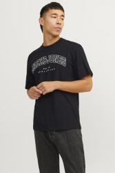 JACK & JONES Jack & Jones, Kerek nyakú pamutpóló logómintával, Fekete, Fehér, S (12257579-BLACK-S)