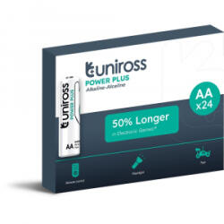 Uniross 1, 5V LR6/AA/ceruza tartós alkáli elem POWER PLUS 24db/csomag (UPPAABX24) (UPPAABX24) - aqua