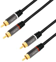 LogiLink CA1202 audio kábel 1 M 2 x RCA Fekete (CA1202)