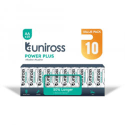 Uniross 1, 5V LR6/AA/ceruza tartós alkáli elem POWER PLUS 10db/csomag (UPPAAPK10) (UPPAAPK10) - aqua