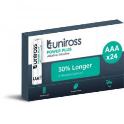Uniross 1, 5V LR03/AAA/mikro tartós alkáli elem POWER PLUS 24db/csomag (UPPAAABX24) (UPPAAABX24) - aqua