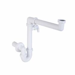 STYRON Helytakarékos csőszifon, mosógép csatlakozóval, leeresztőszelep nélkül, Ø40 mm-es elfolyással (EG-STY-641-STY)