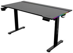 The G-Lab Gamer Asztal - K DESK PLATINIUM (140x75cm, fém, pohár, fejhallgatótartó, fekete, motoros magasság áll. , RGB) (K-DESK-PLATINIUM) - scom