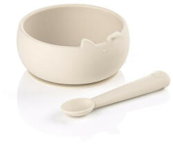 Jane Set de masa, Jane, Din silicon, 2 piese, Cu bol si lingurita, BPA Free, Sand (8420421089514) Set pentru masa bebelusi