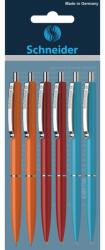 Schneider K15 Golyóstoll, különböző színek (narancssárga, piros, kék) kék színű tinta, 6db